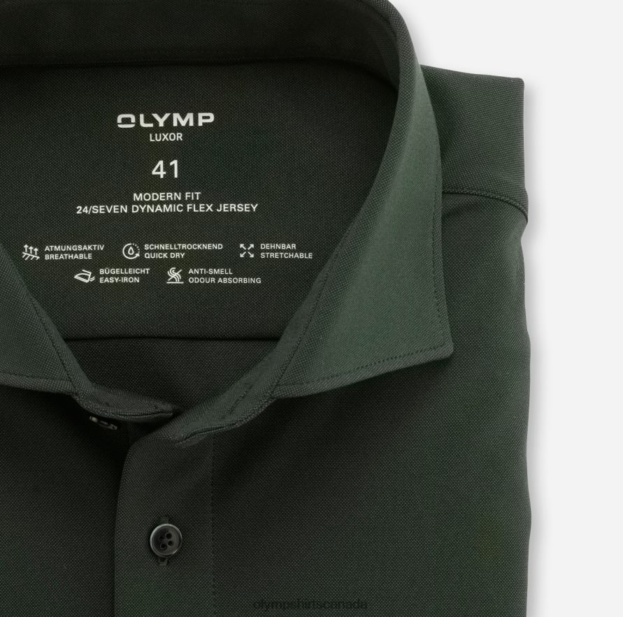 OLYMP Luxor 24/Seven Modern Fit Business Shirt Kent Dark Green H2P42H1349 Clothing