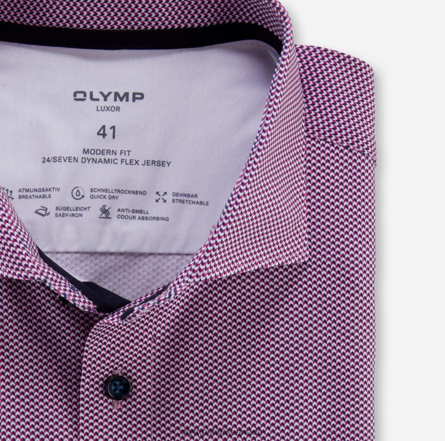 OLYMP Luxor 24/Seven Modern Fit Business Shirt Kent Fuchsia H2P42H1043 Clothing