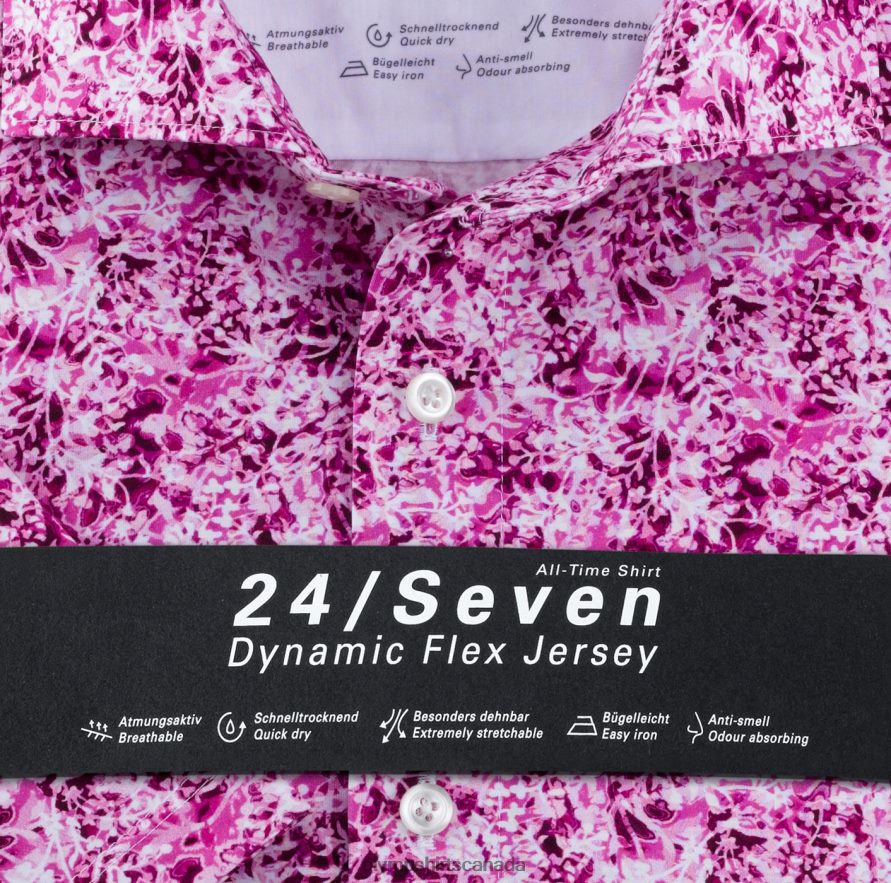 OLYMP Luxor 24/Seven Modern Fit Business Shirt Kent Fuchsia H2P42H1354 Clothing