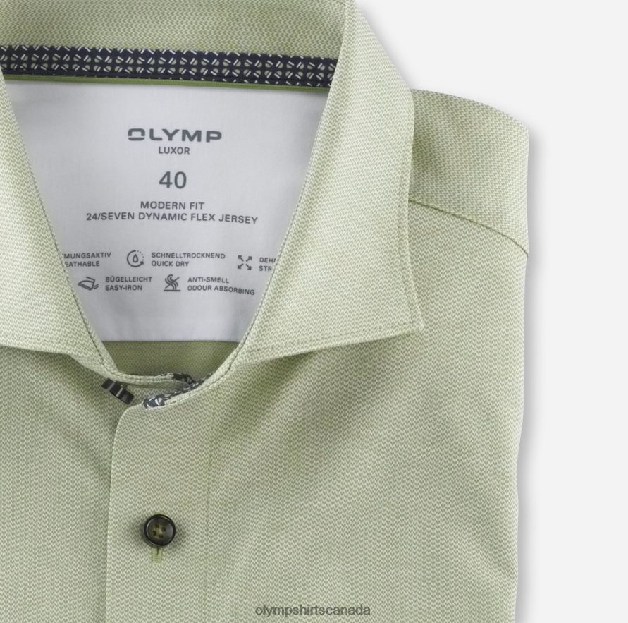 OLYMP Luxor 24/Seven Modern Fit Business Shirt Kent Lime Green H2P42H1185 Clothing