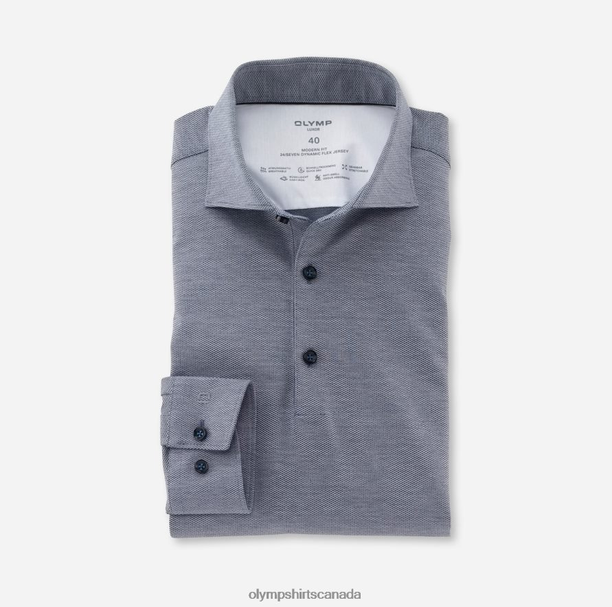 OLYMP Luxor 24/Seven Modern Fit Business Shirt Kent Marine H2P42H1143 Clothing