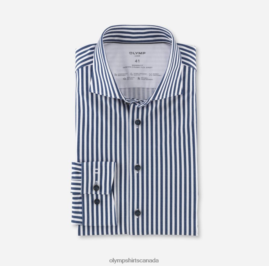 OLYMP Luxor 24/Seven Modern Fit Business Shirt Kent Marine H2P42H1174 Clothing