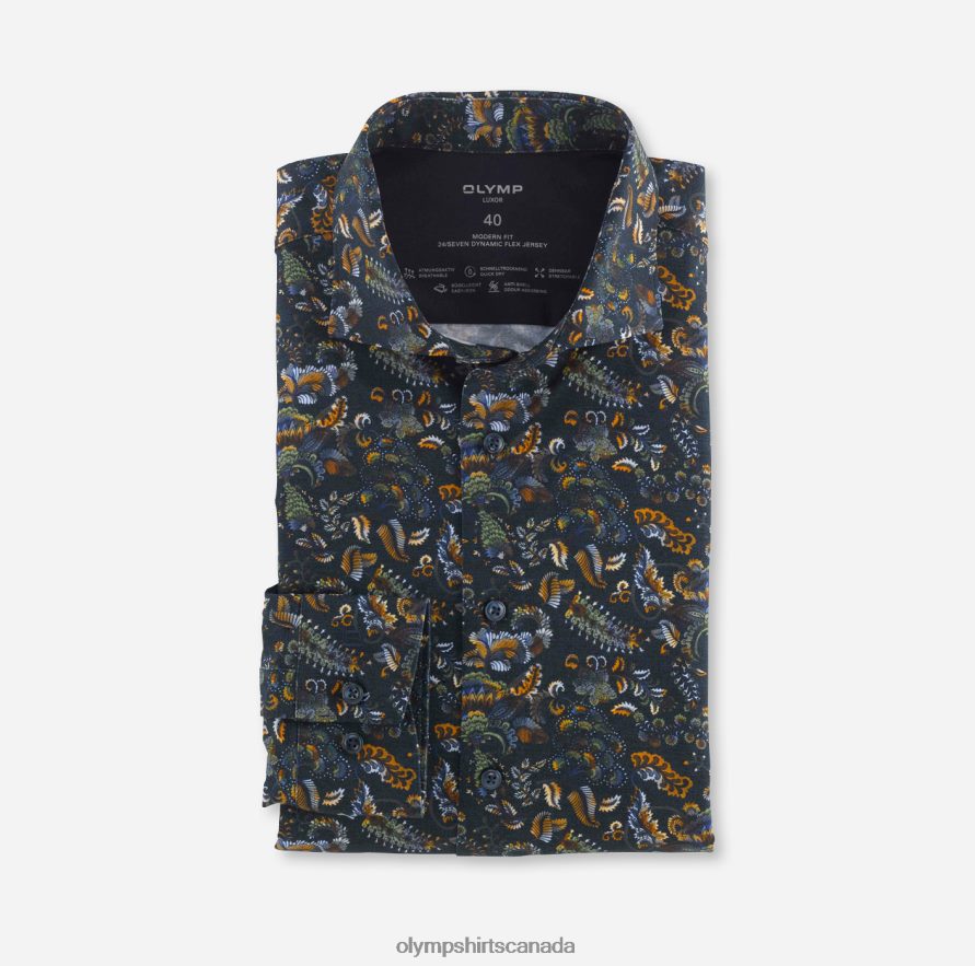 OLYMP Luxor 24/Seven Modern Fit Business Shirt Kent Marine H2P42H1206 Clothing