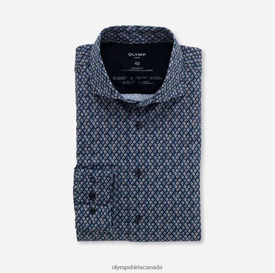 OLYMP Luxor 24/Seven Modern Fit Business Shirt Kent Marine H2P42H1342 Clothing