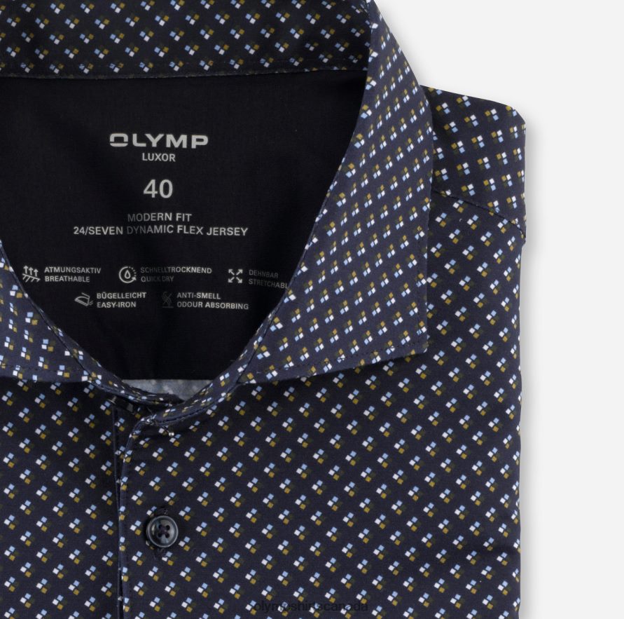 OLYMP Luxor 24/Seven Modern Fit Business Shirt Kent Olive H2P42H1358 Clothing