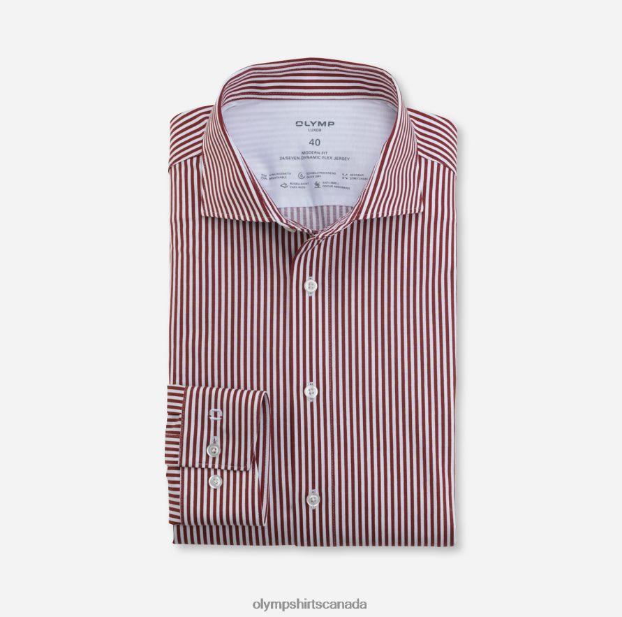 OLYMP Luxor 24/Seven Modern Fit Business Shirt Kent Red H2P42H1343 Clothing