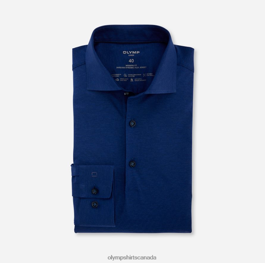 OLYMP Luxor 24/Seven Modern Fit Business Shirt Kent Royal H2P42H1094 Clothing