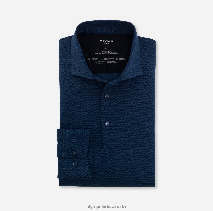 OLYMP Luxor 24/Seven Modern Fit Business Shirt Kent Smoke Blue H2P42H1338 Clothing