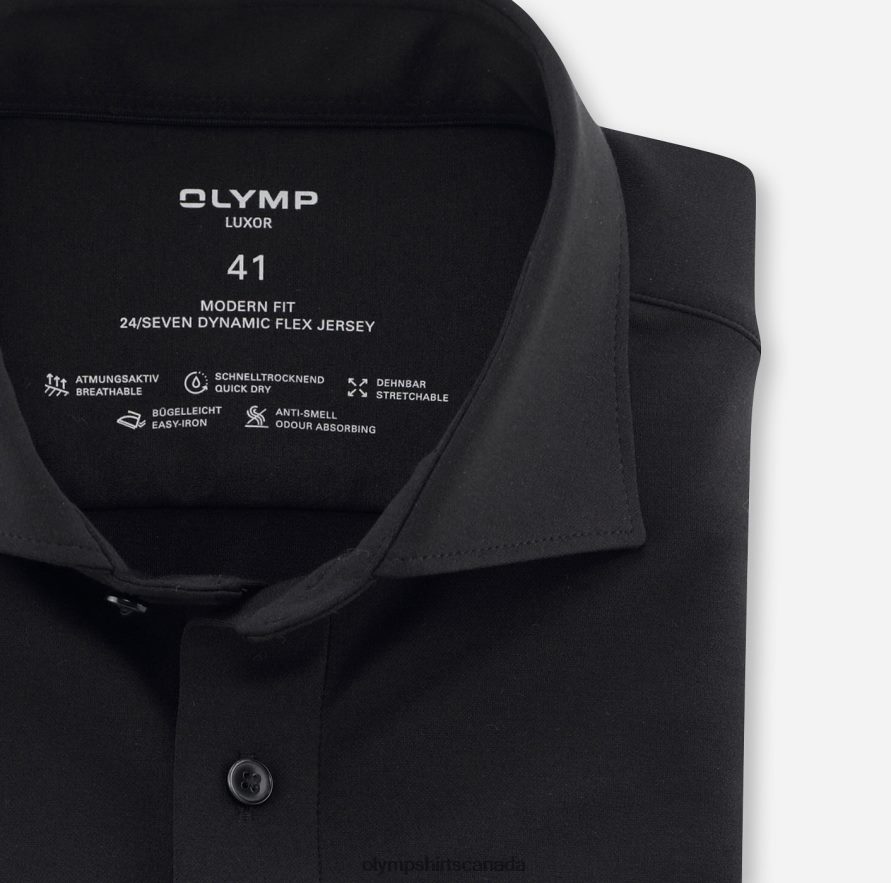 OLYMP Luxor 24/Seven Modern Fit Business Shirt Long Sleeve Extra Long Kent Black H2P42H1411 Clothing