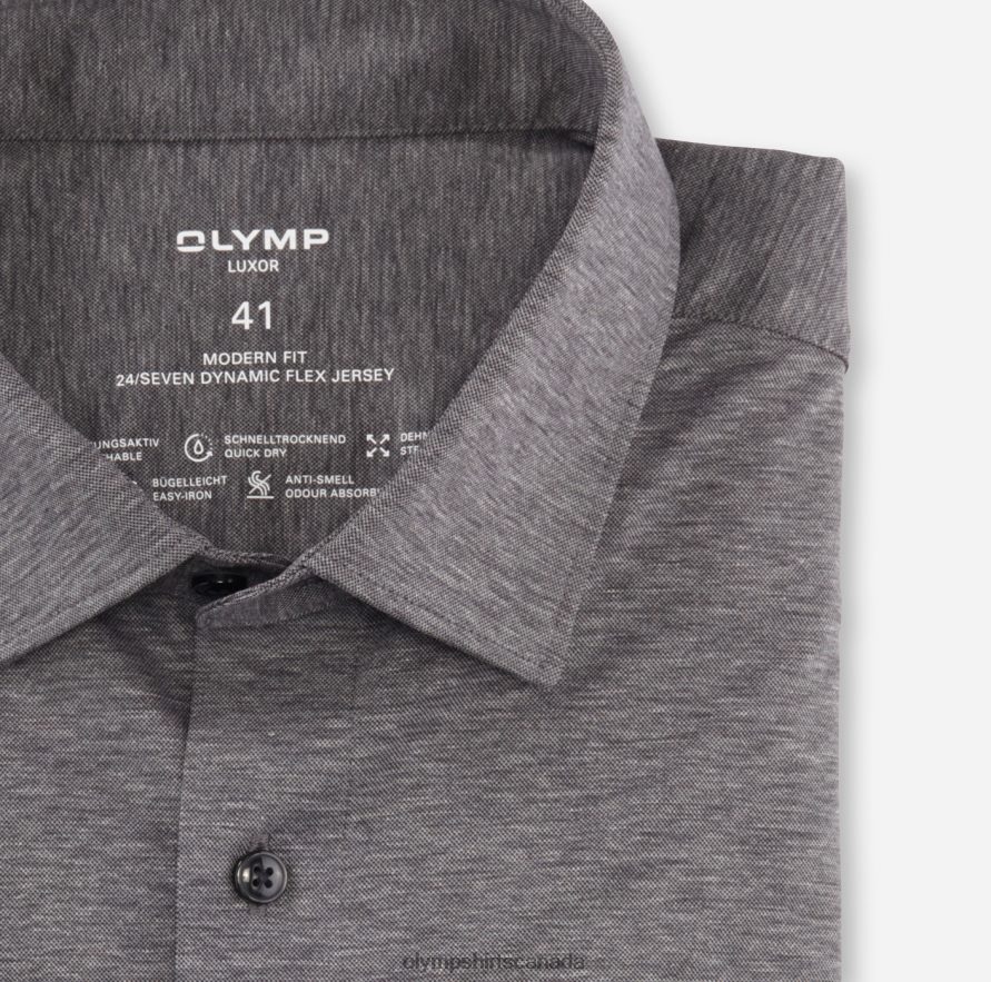OLYMP Luxor 24/Seven Modern Fit Business Shirt Long Sleeve Extra Long New Kent Anthracite H2P42H1404 Clothing