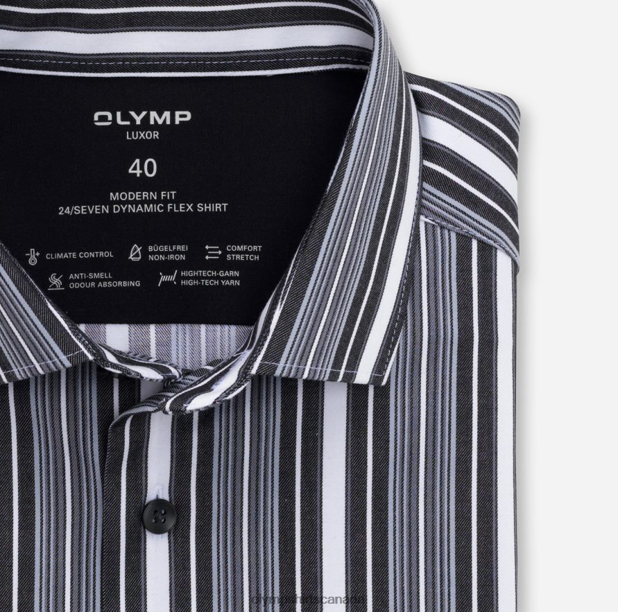 OLYMP Luxor 24/Seven Modern Fit Business Shirt Modern Kent Black H2P42H1368 Clothing