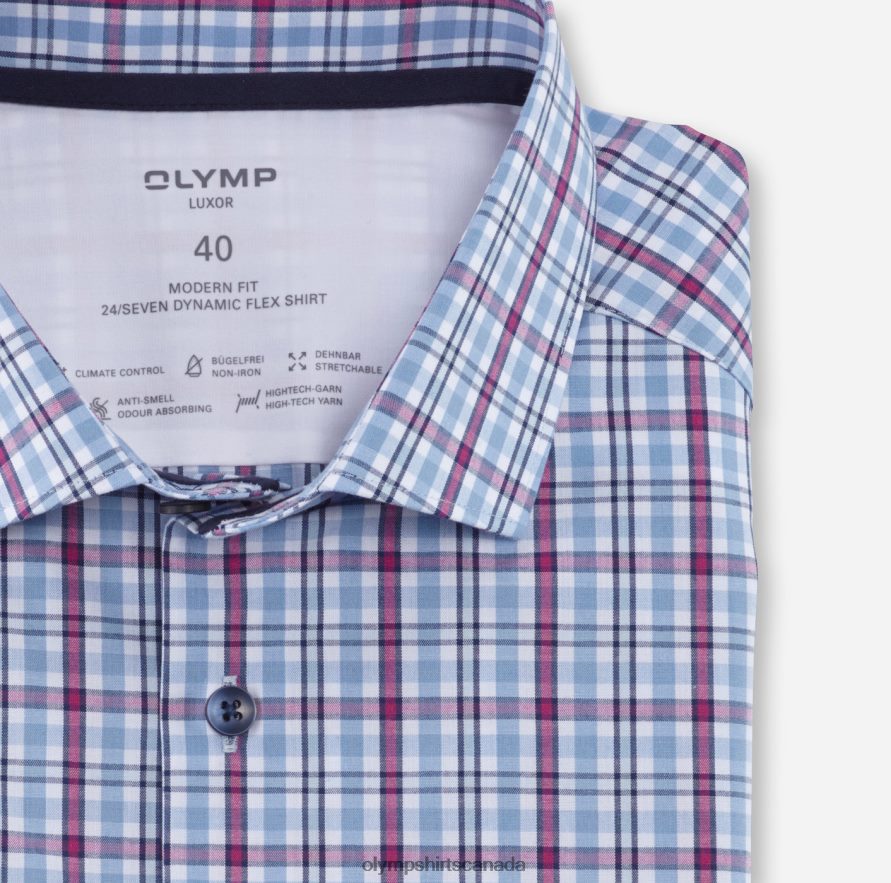 OLYMP Luxor 24/Seven Modern Fit Business Shirt Modern Kent Fuchsia H2P42H927 Clothing