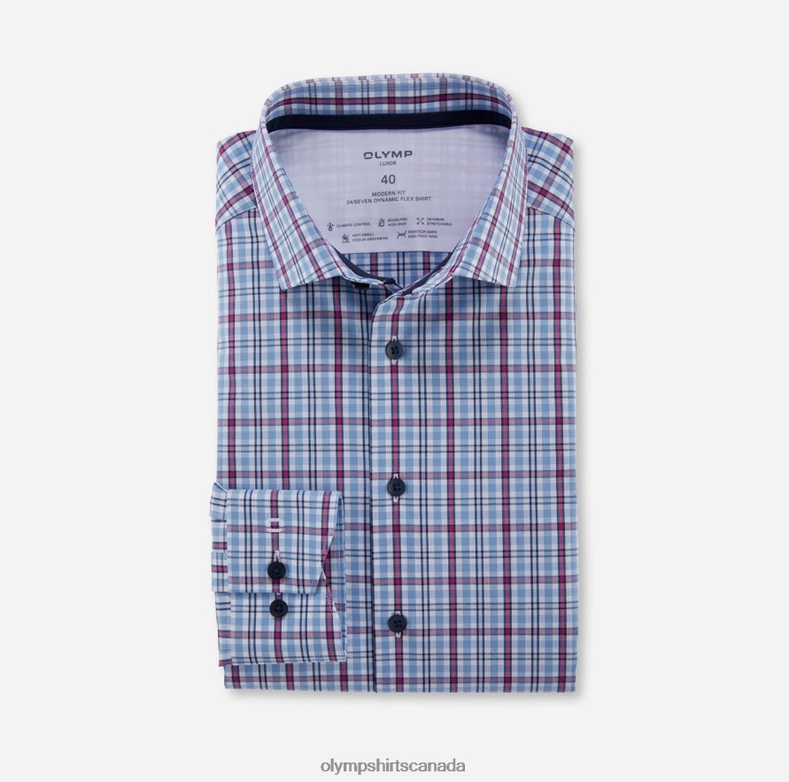 OLYMP Luxor 24/Seven Modern Fit Business Shirt Modern Kent Fuchsia H2P42H993 Clothing