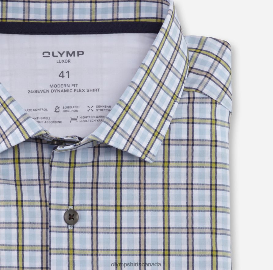 OLYMP Luxor 24/Seven Modern Fit Business Shirt Modern Kent Lime H2P42H1052 Clothing