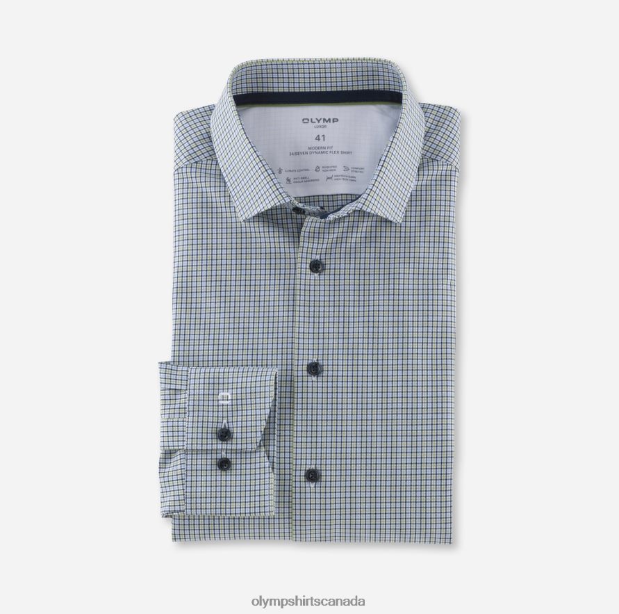 OLYMP Luxor 24/Seven Modern Fit Business Shirt Modern Kent Lime H2P42H1184 Clothing