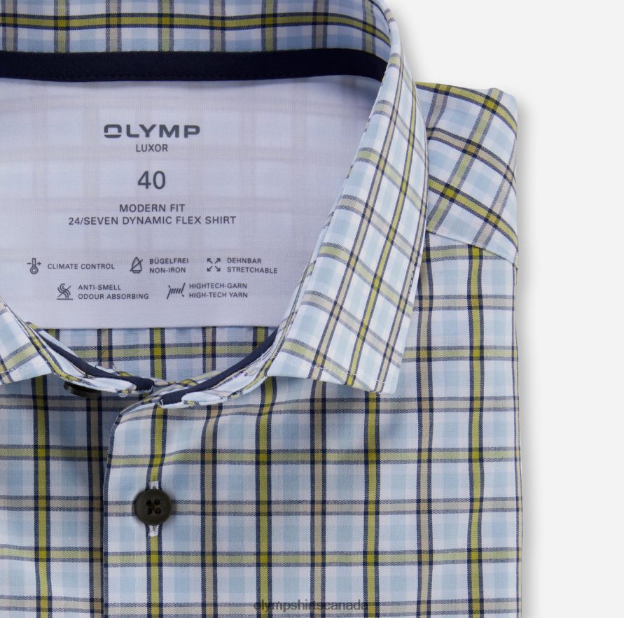OLYMP Luxor 24/Seven Modern Fit Business Shirt Modern Kent Lime H2P42H995 Clothing