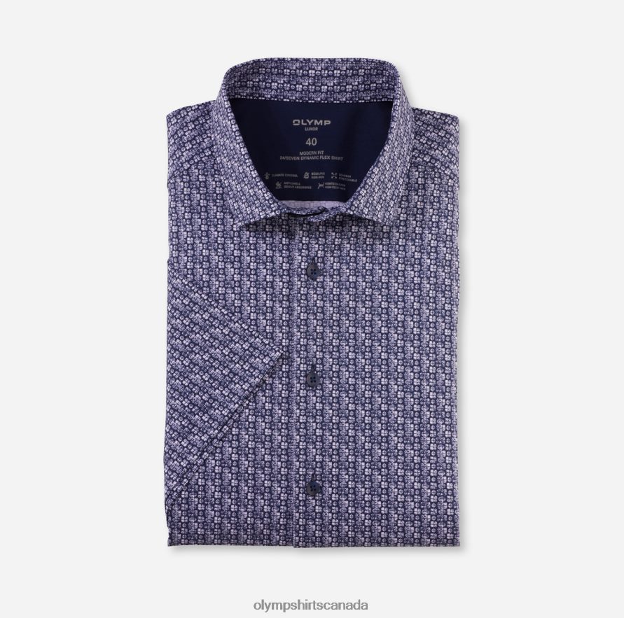 OLYMP Luxor 24/Seven Modern Fit Business Shirt Modern Kent Marine H2P42H999 Clothing