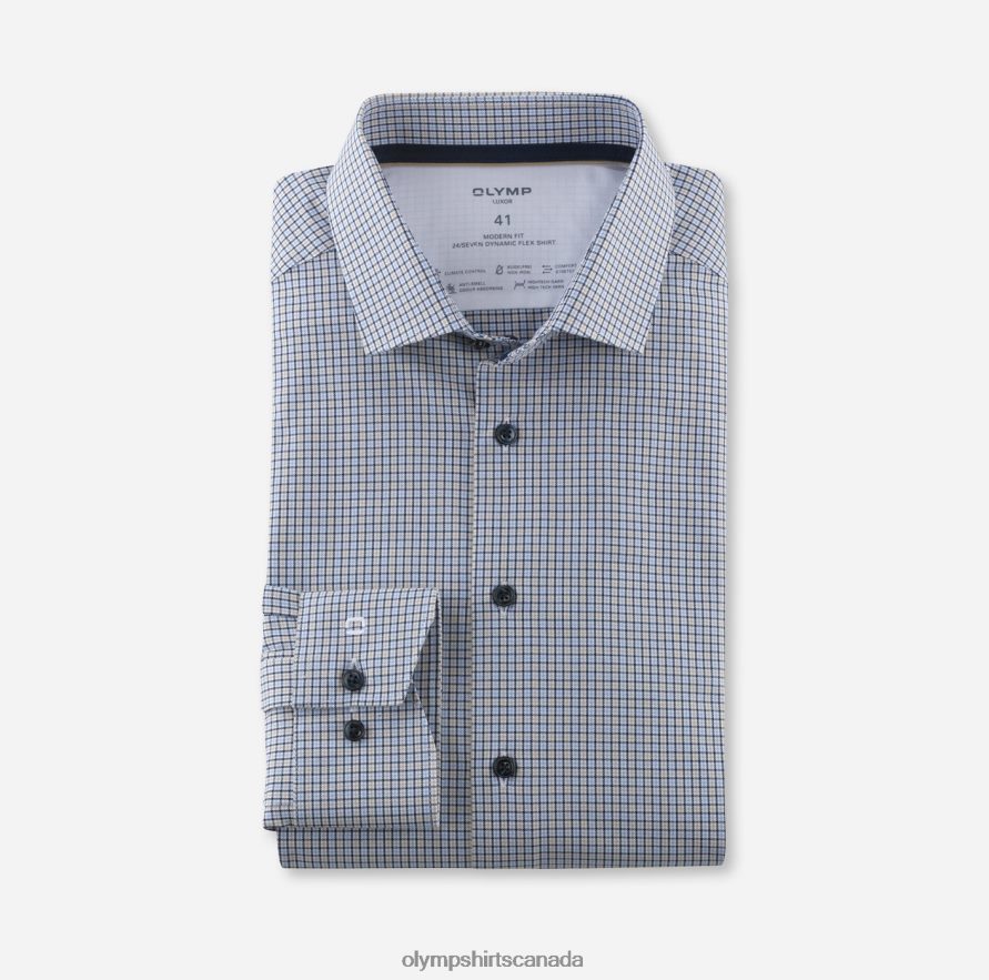 OLYMP Luxor 24/Seven Modern Fit Business Shirt Modern Kent Natural H2P42H1087 Clothing