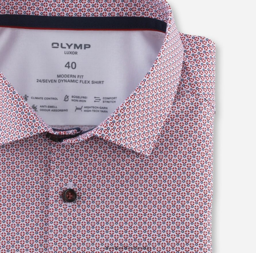 OLYMP Luxor 24/Seven Modern Fit Business Shirt Modern Kent Red H2P42H1205 Clothing
