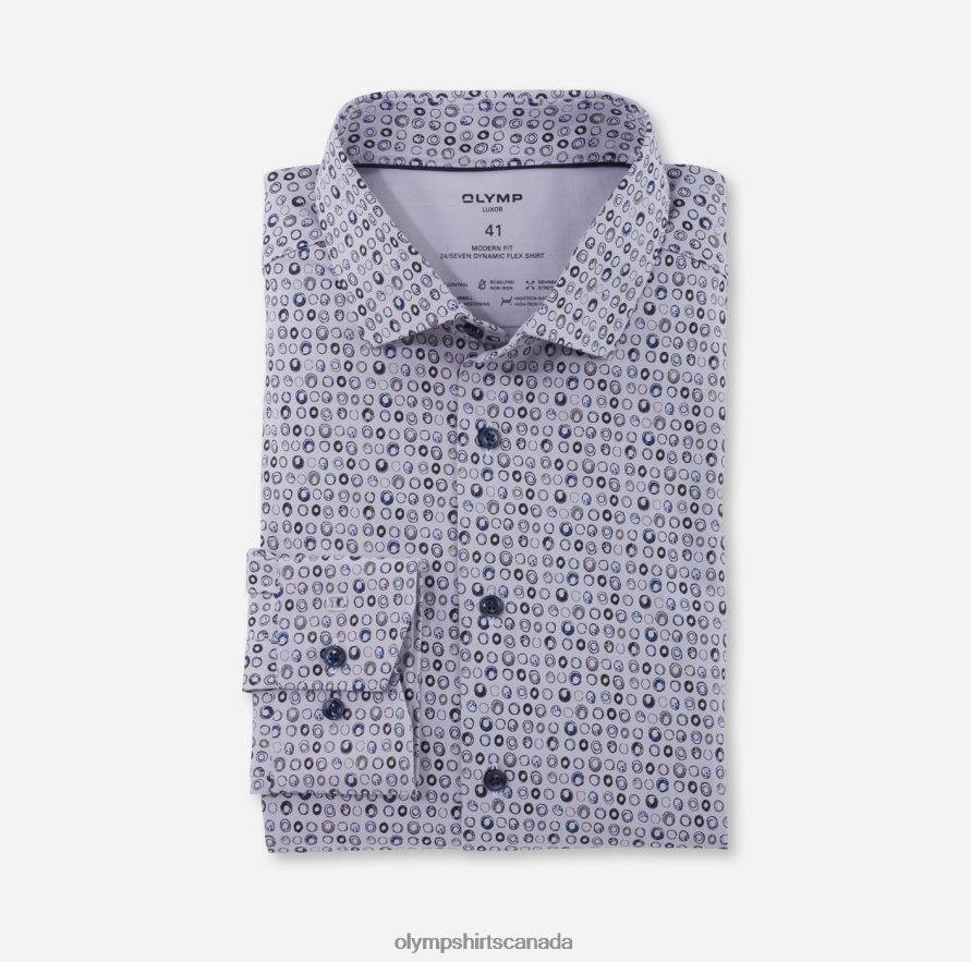 OLYMP Luxor 24/Seven Modern Fit Business Shirt Modern Kent Taupe H2P42H1268 Clothing