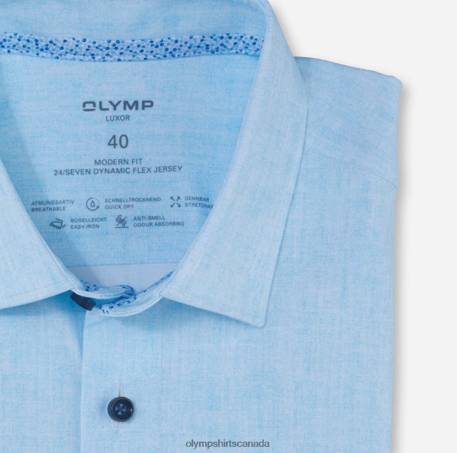 OLYMP Luxor 24/Seven Modern Fit Business Shirt New Kent Aqua H2P42H1147 Clothing