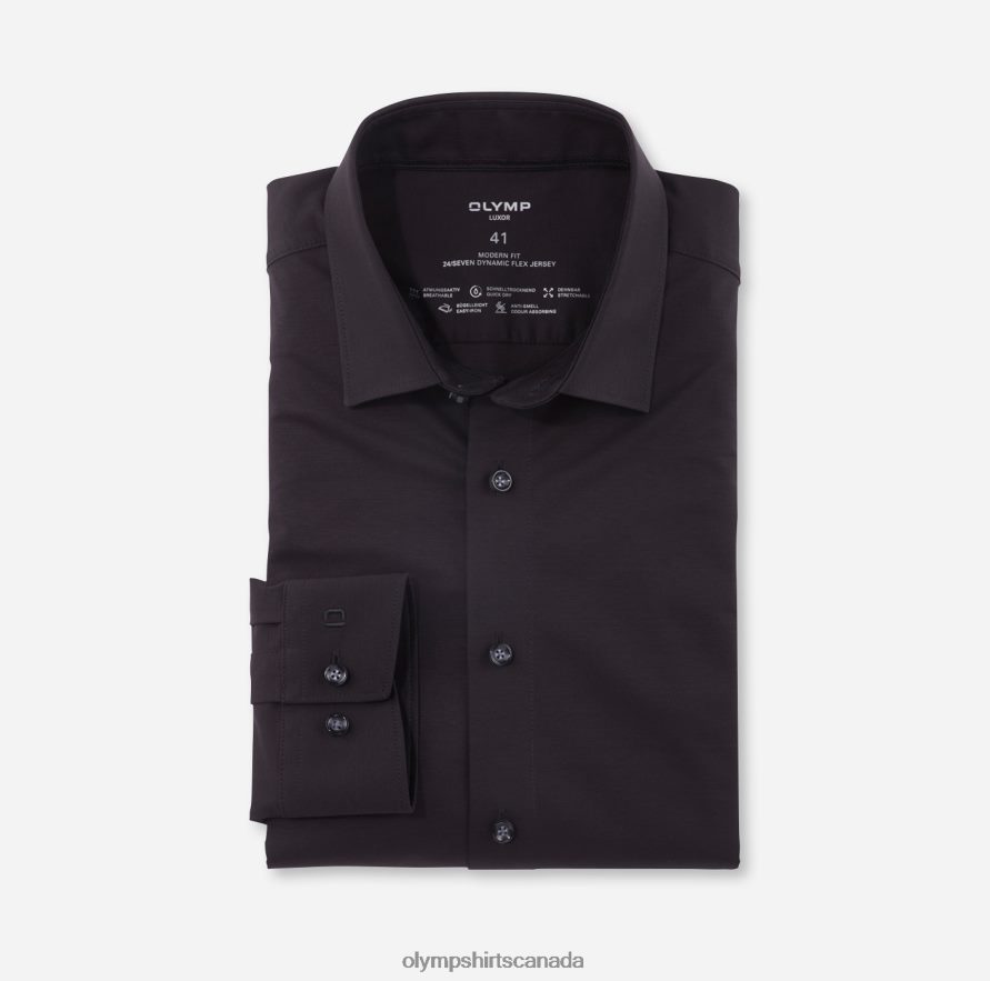 OLYMP Luxor 24/Seven Modern Fit Business Shirt New Kent Black H2P42H979 Clothing