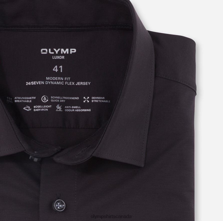 OLYMP Luxor 24/Seven Modern Fit Business Shirt New Kent Black H2P42H979 Clothing