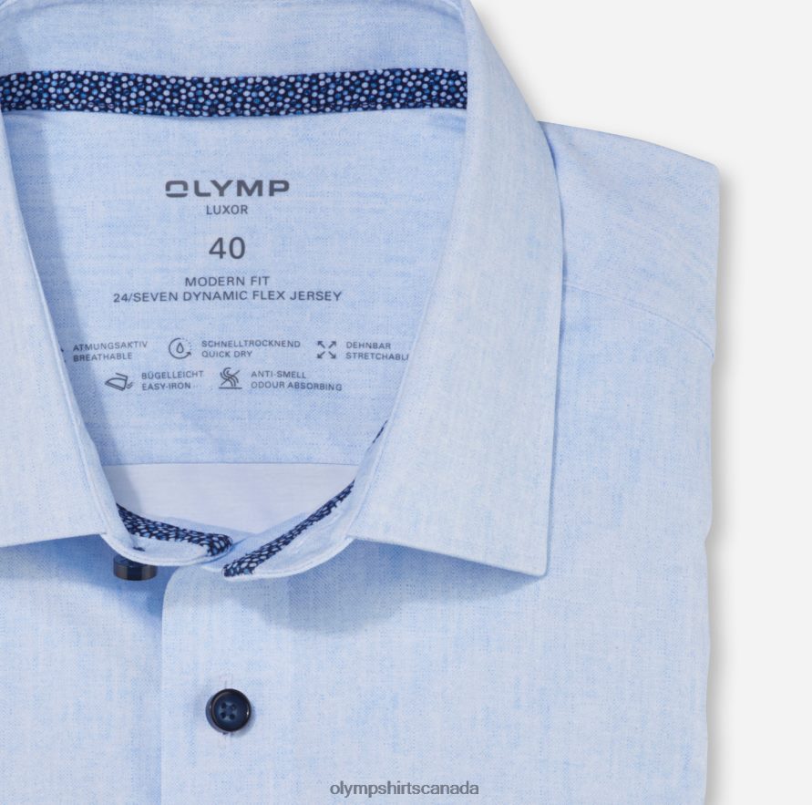 OLYMP Luxor 24/Seven Modern Fit Business Shirt New Kent Bleu H2P42H1091 Clothing