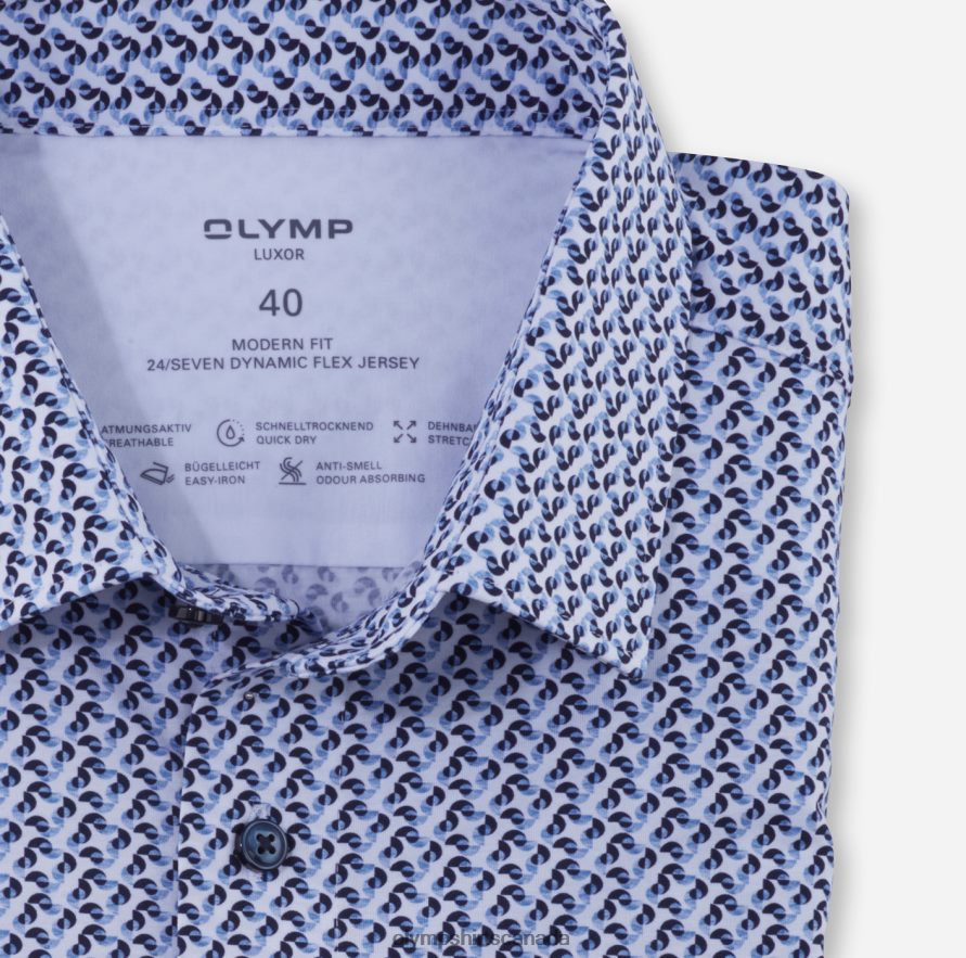 OLYMP Luxor 24/Seven Modern Fit Business Shirt New Kent Bleu H2P42H1101 Clothing