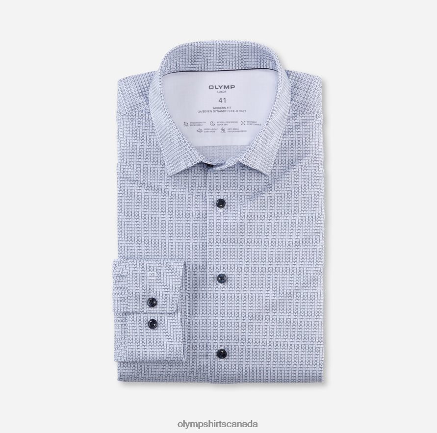 OLYMP Luxor 24/Seven Modern Fit Business Shirt New Kent Bleu H2P42H1275 Clothing
