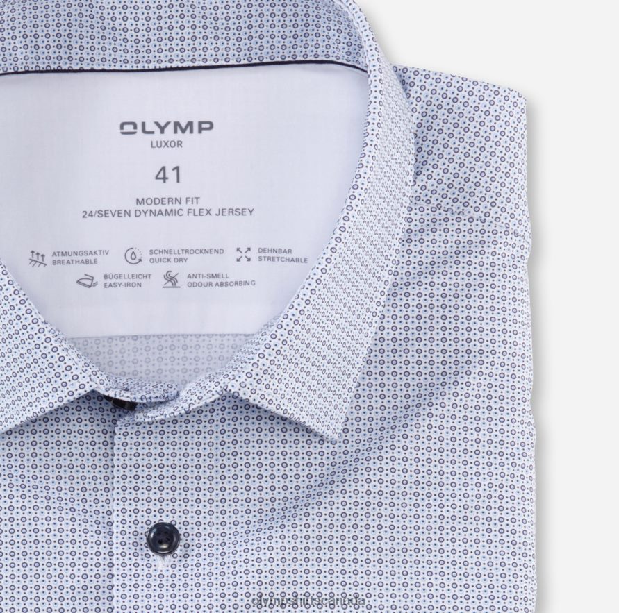OLYMP Luxor 24/Seven Modern Fit Business Shirt New Kent Bleu H2P42H1275 Clothing