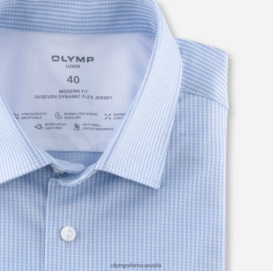 OLYMP Luxor 24/Seven Modern Fit Business Shirt New Kent Bleu H2P42H1311 Clothing