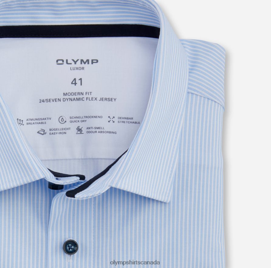 OLYMP Luxor 24/Seven Modern Fit Business Shirt New Kent Bleu H2P42H997 Clothing