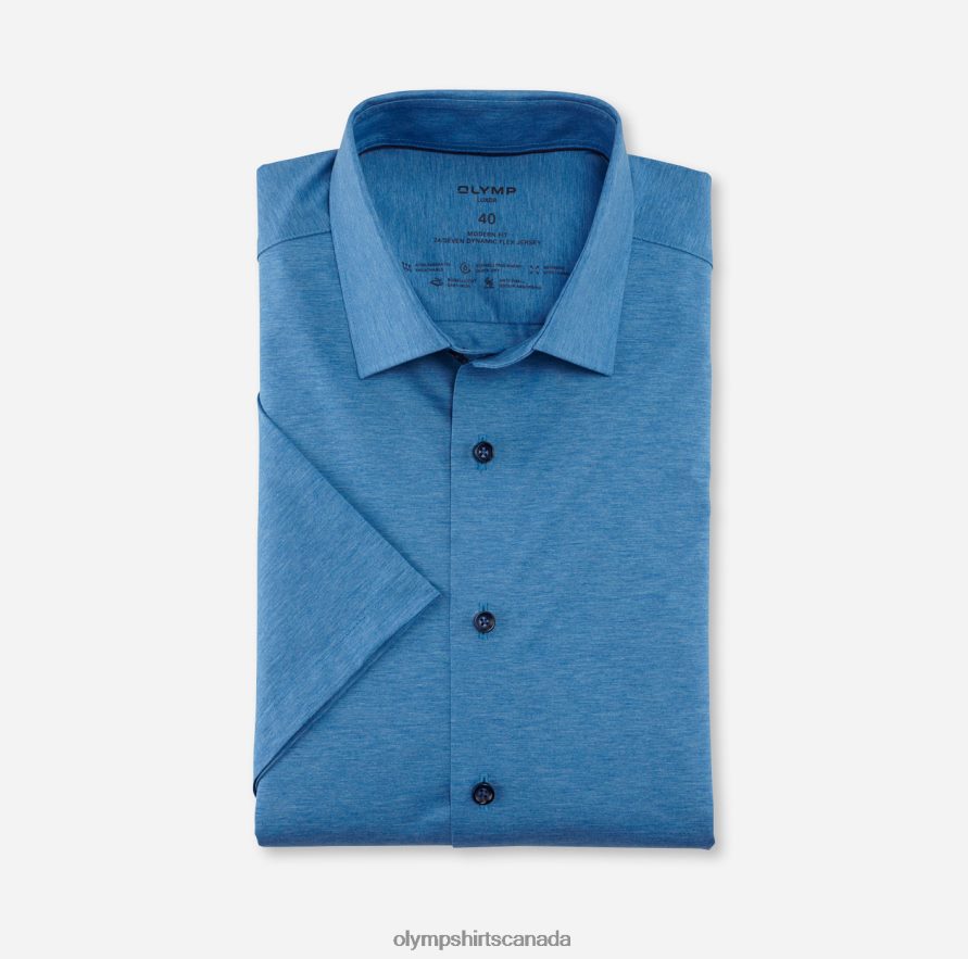 OLYMP Luxor 24/Seven Modern Fit Business Shirt New Kent Blue H2P42H917 Clothing