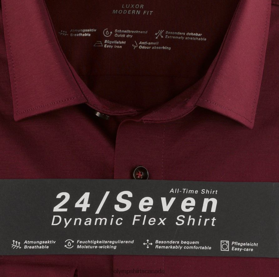 OLYMP Luxor 24/Seven Modern Fit Business Shirt New Kent Bordeaux H2P42H1331 Clothing