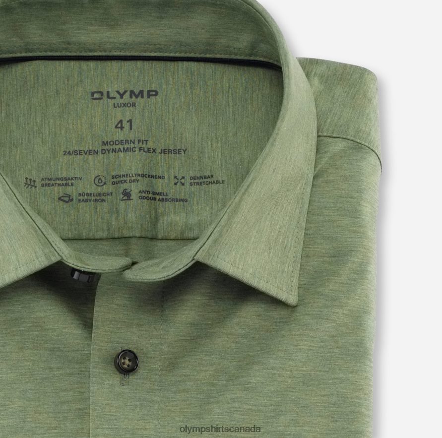 OLYMP Luxor 24/Seven Modern Fit Business Shirt New Kent Crystal Green H2P42H1316 Clothing