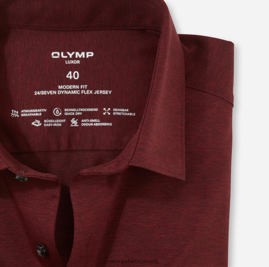 OLYMP Luxor 24/Seven Modern Fit Business Shirt New Kent Dark Red H2P42H1108 Clothing