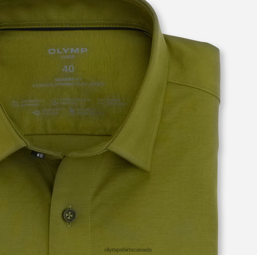 OLYMP Luxor 24/Seven Modern Fit Business Shirt New Kent Khaki H2P42H1351 Clothing