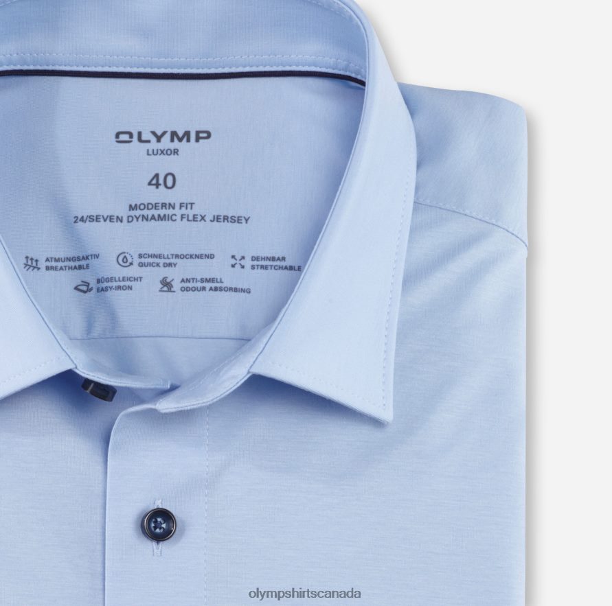 OLYMP Luxor 24/Seven Modern Fit Business Shirt New Kent Light Blue H2P42H1001 Clothing