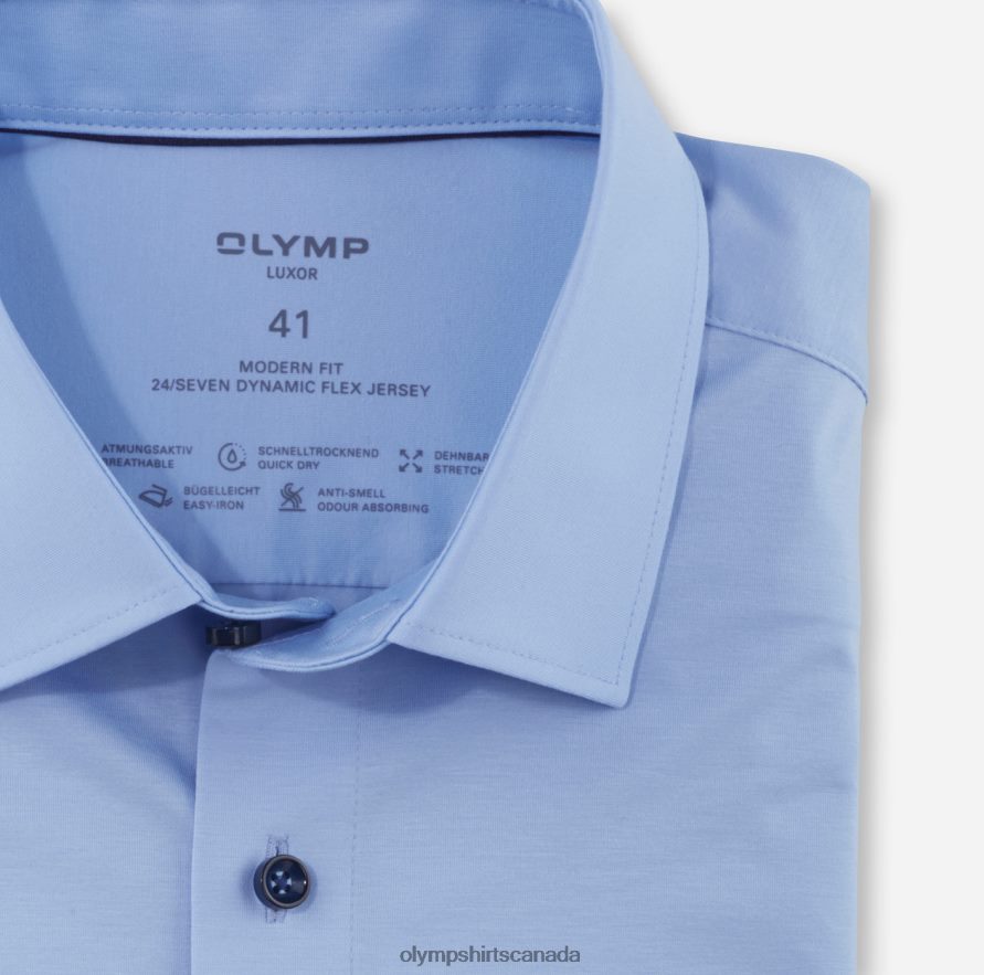 OLYMP Luxor 24/Seven Modern Fit Business Shirt New Kent Light Blue H2P42H967 Clothing
