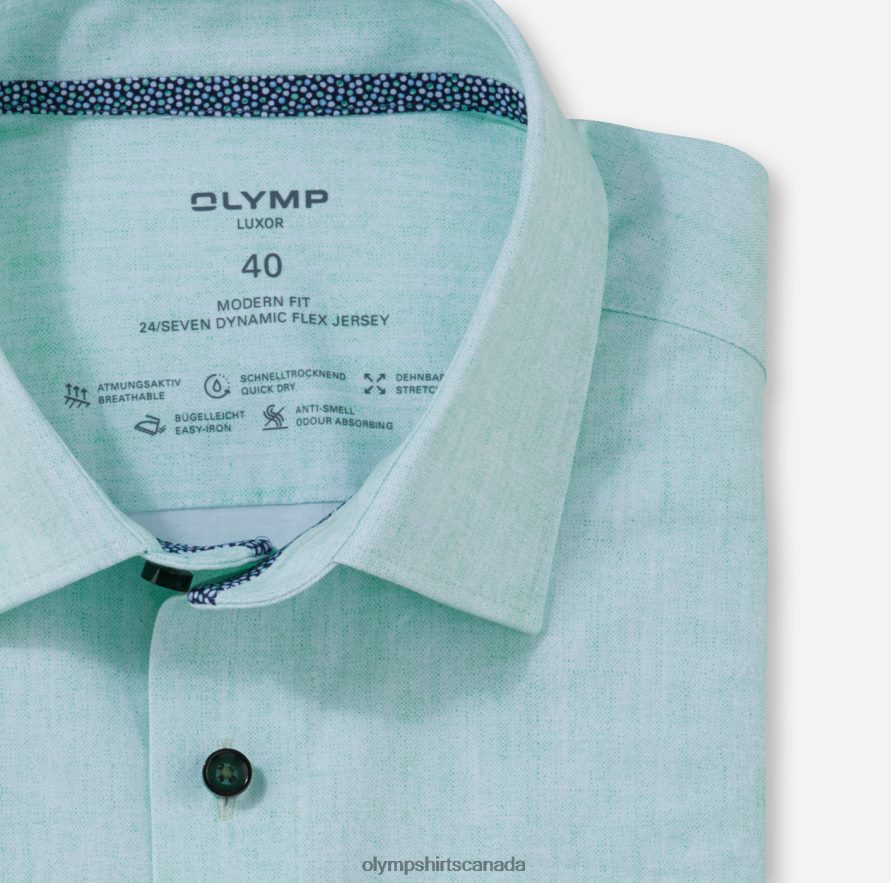 OLYMP Luxor 24/Seven Modern Fit Business Shirt New Kent Light Green H2P42H1199 Clothing