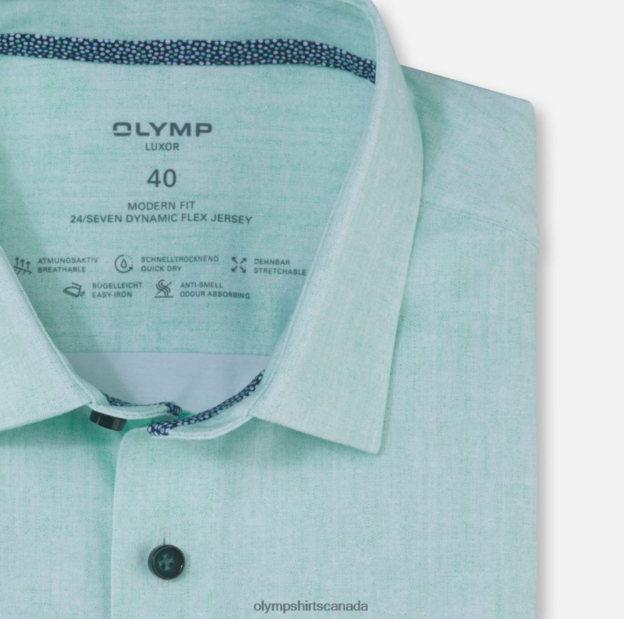 OLYMP Luxor 24/Seven Modern Fit Business Shirt New Kent Light Green H2P42H1210 Clothing