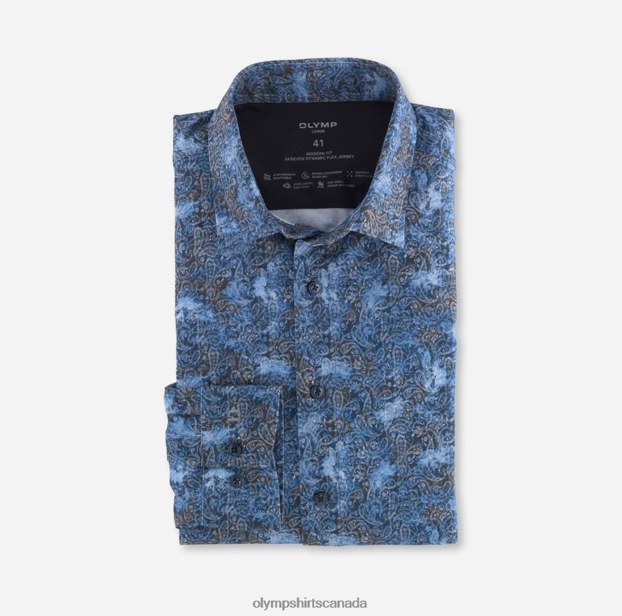 OLYMP Luxor 24/Seven Modern Fit Business Shirt New Kent Marine H2P42H1303 Clothing