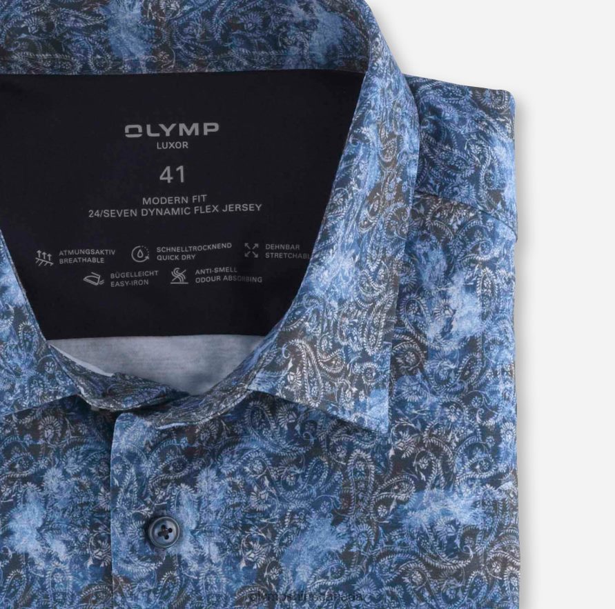 OLYMP Luxor 24/Seven Modern Fit Business Shirt New Kent Marine H2P42H1303 Clothing