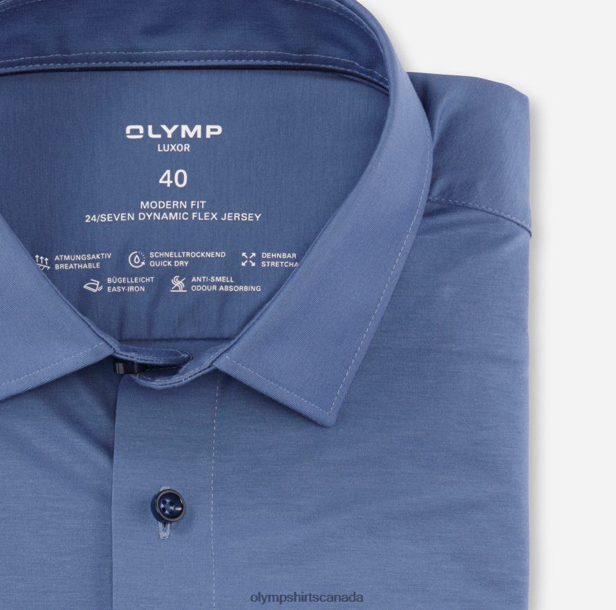 OLYMP Luxor 24/Seven Modern Fit Business Shirt New Kent Nuremberg Blue H2P42H965 Clothing