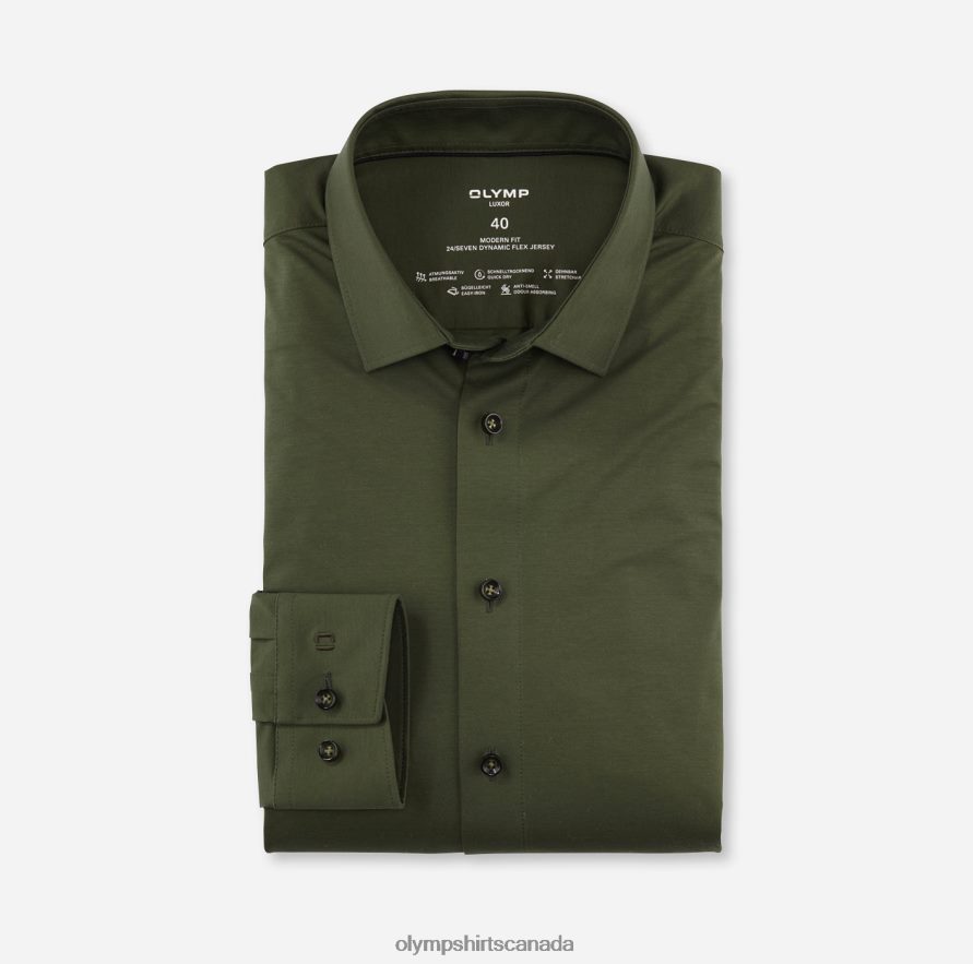 OLYMP Luxor 24/Seven Modern Fit Business Shirt New Kent Putty H2P42H966 Clothing