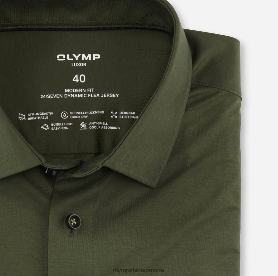 OLYMP Luxor 24/Seven Modern Fit Business Shirt New Kent Putty H2P42H966 Clothing