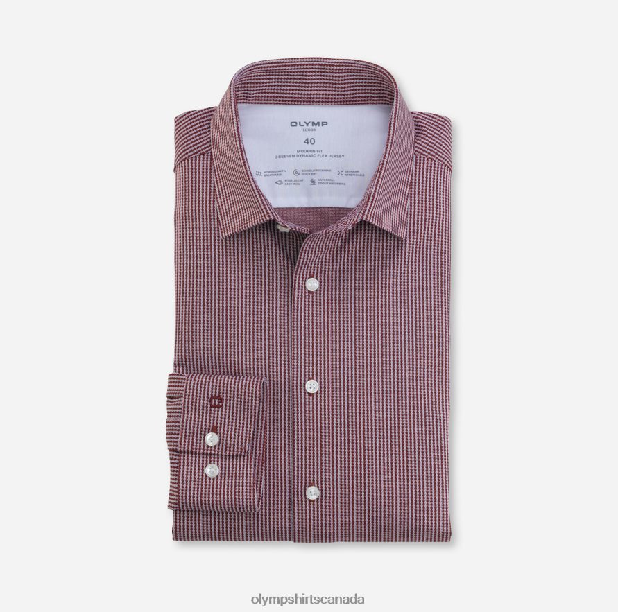 OLYMP Luxor 24/Seven Modern Fit Business Shirt New Kent Red H2P42H1330 Clothing