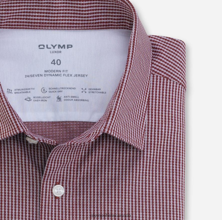 OLYMP Luxor 24/Seven Modern Fit Business Shirt New Kent Red H2P42H1330 Clothing