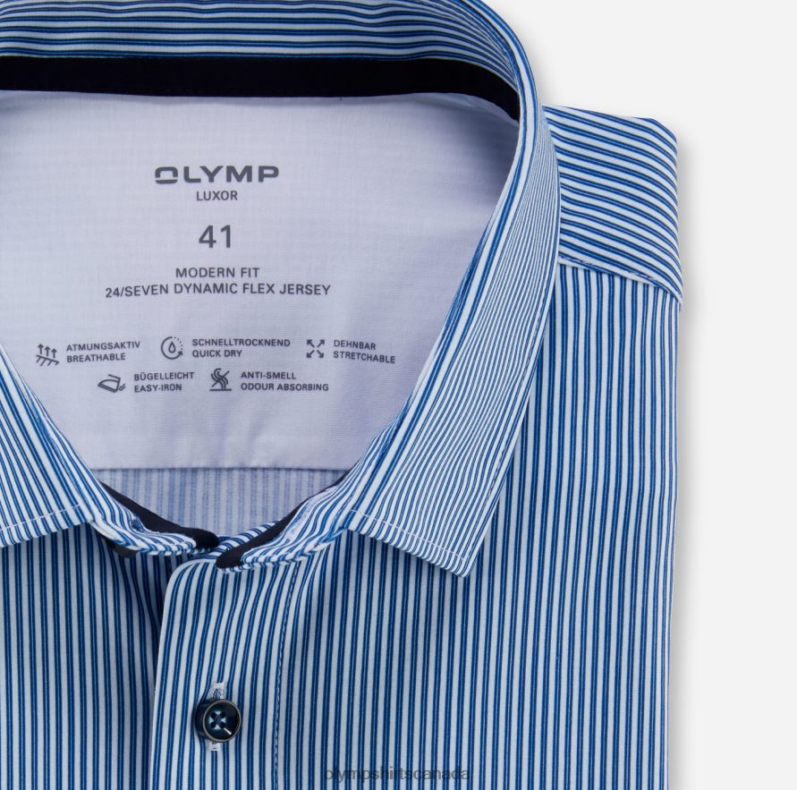 OLYMP Luxor 24/Seven Modern Fit Business Shirt New Kent Royal H2P42H938 Clothing